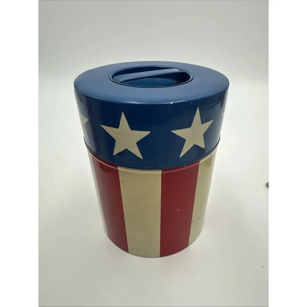 Vintage Vandor Imports Made In Japan Canisters Set Of 4 American Flag Design